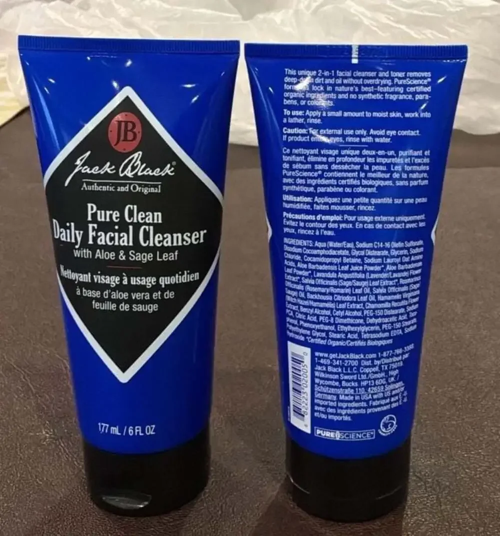 2 pack Jack Black Pure Clean Daily Facial Cleanser with Aloe & Sage Leaf 6 oz ea